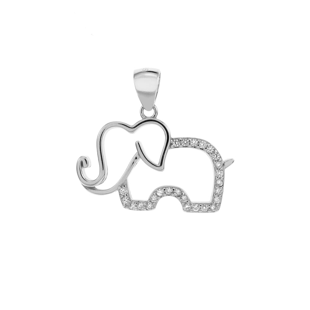 Elephant Outline Sterling Silver Pendant