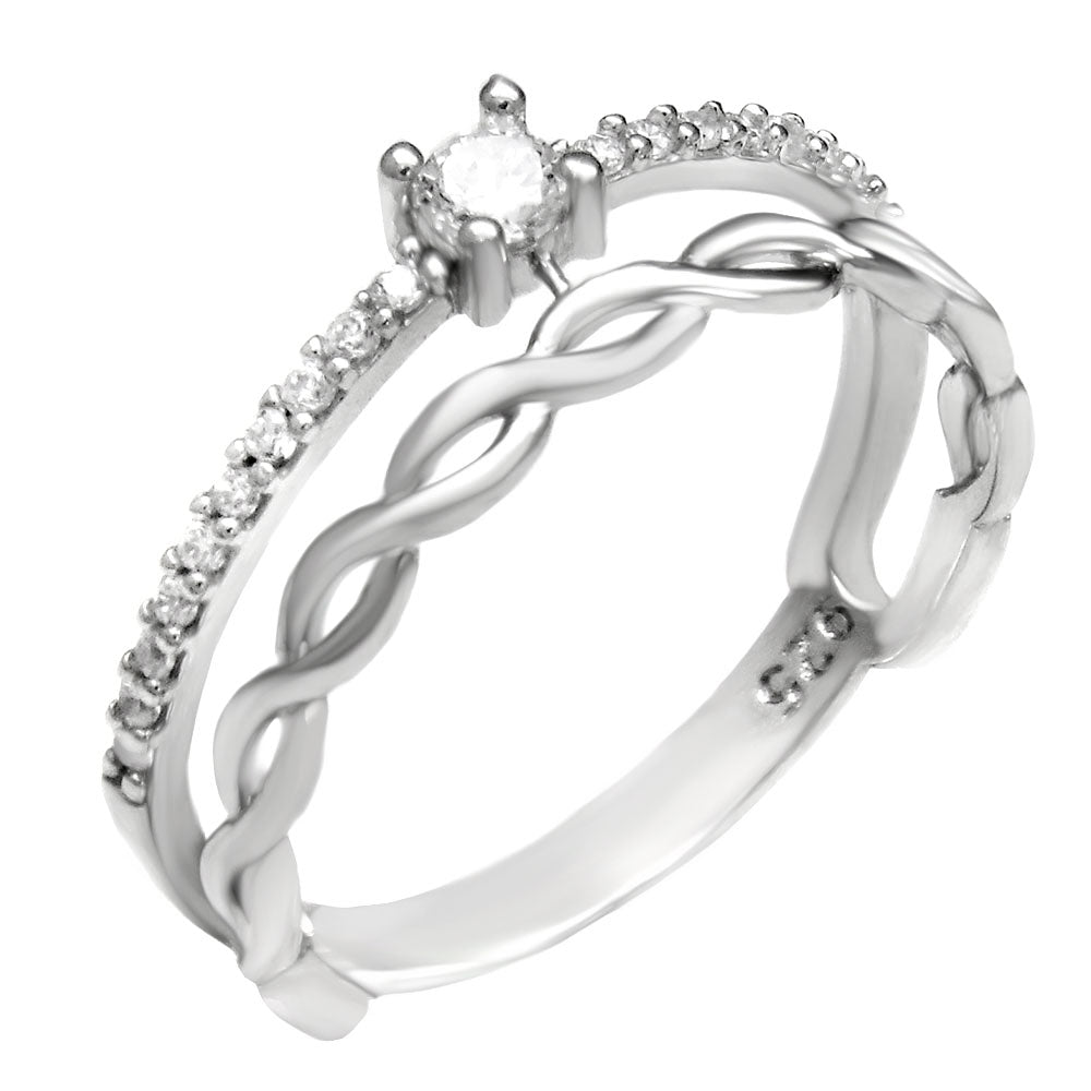 Infinity 3mm Solitaire Sterling Silver Rhodium Ring