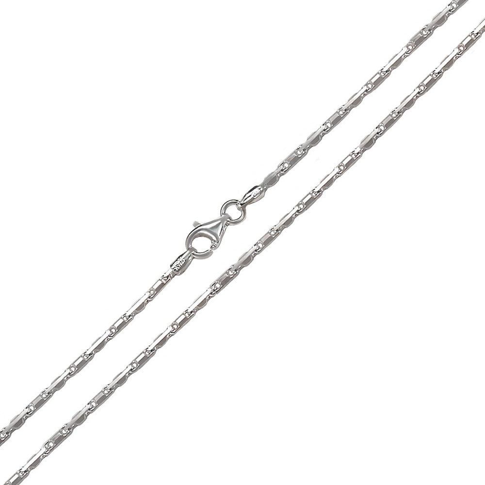 Italian Sterling Silver Heshe Rhodium Chain