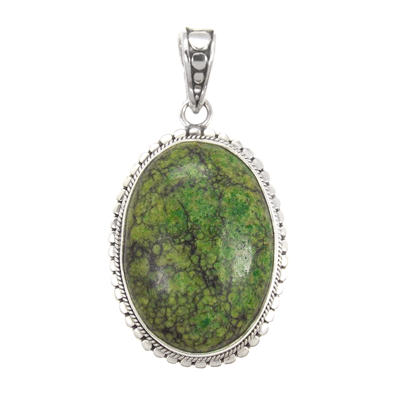 Sterling Silver Genuine Green Turquoise Pendant