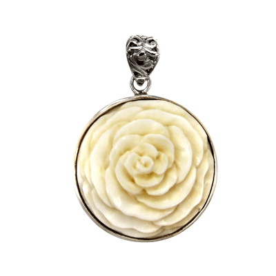 Sterling Silver Mist Bone Flower Pendant