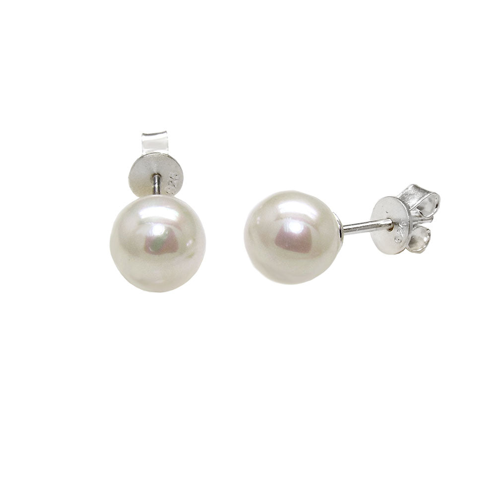 Sterling Silver 6mm Freshwater Pearl Sterling Silver Stud Earrings