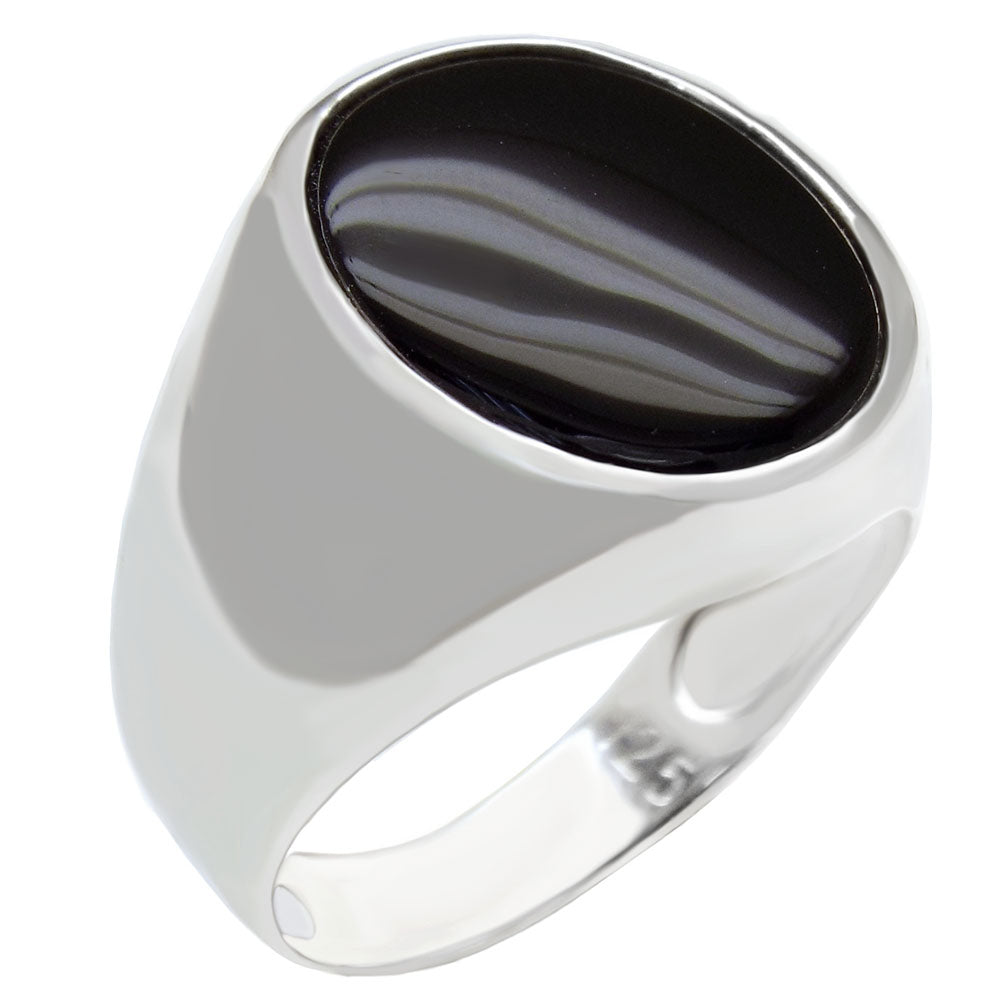 Oval Onyx Sterling Silver Polished Ring
