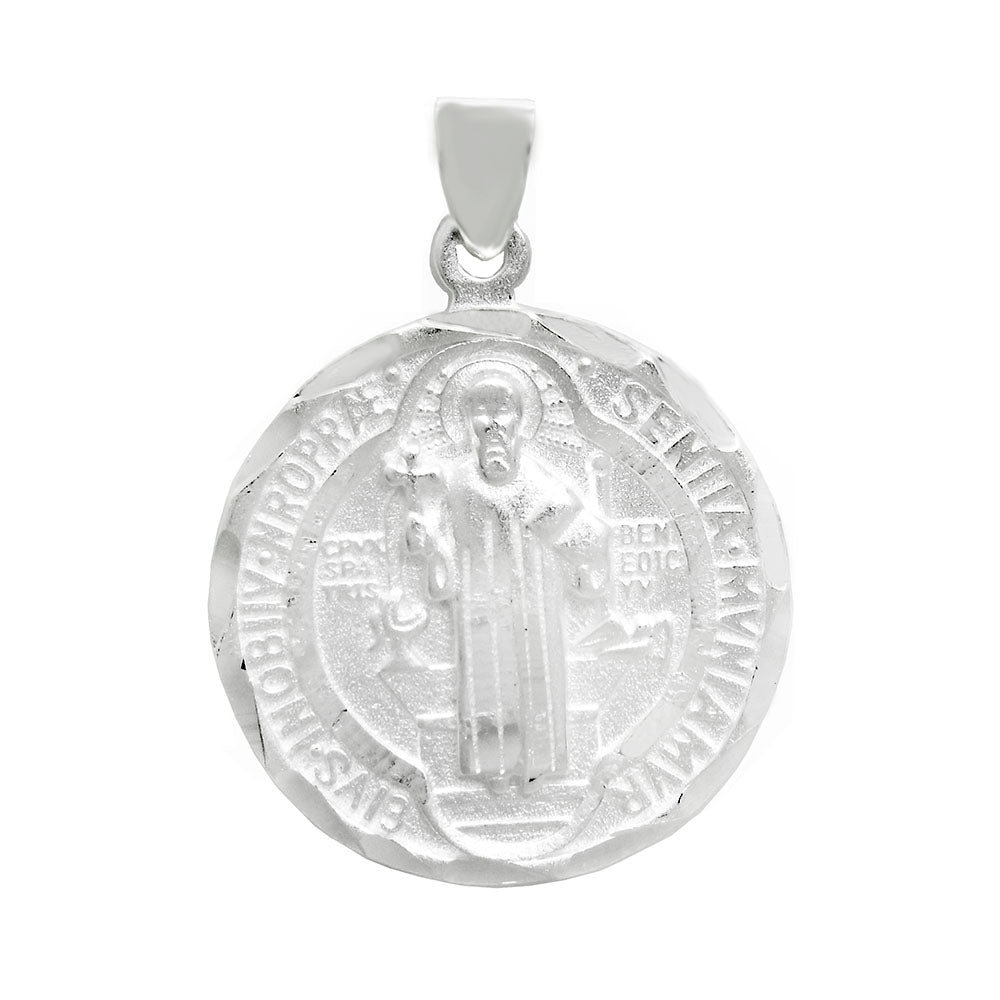 Saint Benedict Diamond Cut Medal Pendant