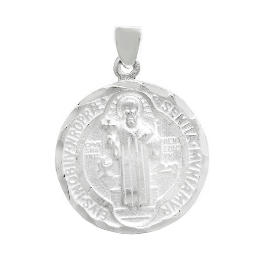 Saint Benedict Diamond Cut Medal Pendant