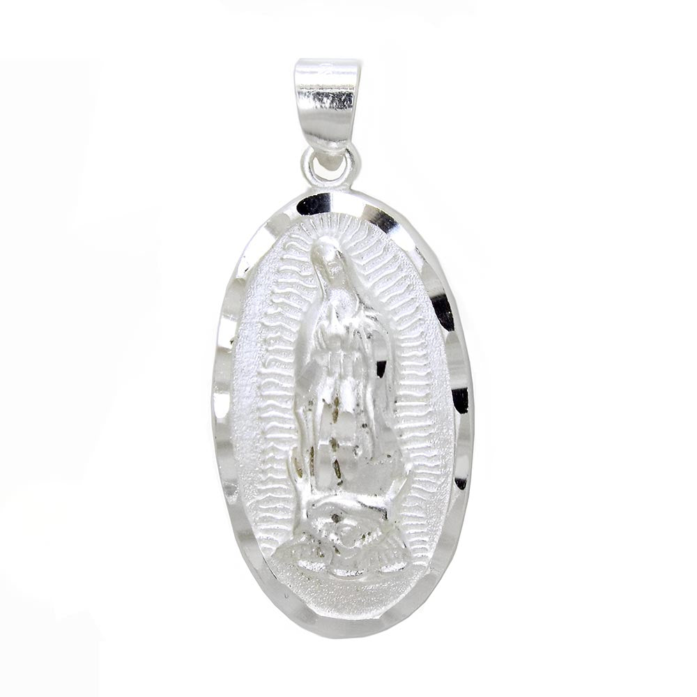 Lady of Guadalupe-ST. Jude Double Side Oval Medal Silver Pendant