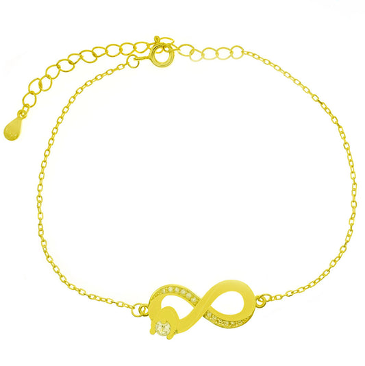 Infinity Sterling Silver Gold Plated Bracelet