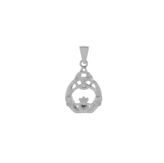 Small Polished Claddagh Sterling Silver Pendant