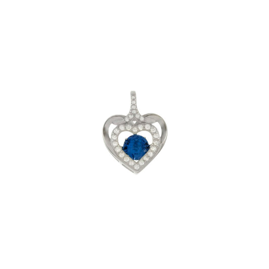 Aquamarine Dancing Gemstone Rhodium Heart Pendant