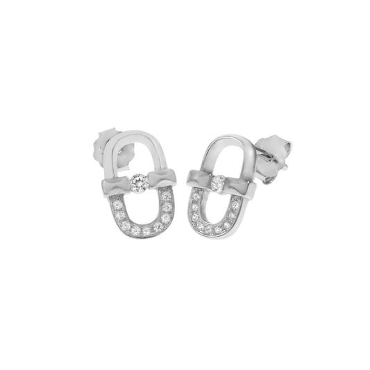 .925 Sterling Silver CZ Rhodium Stud Earrings