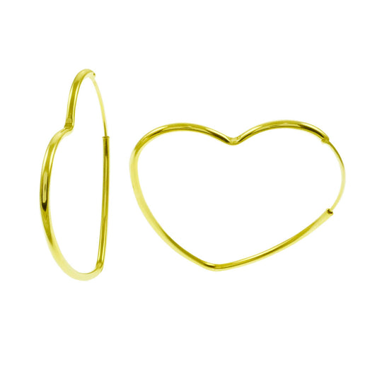 Heart Shape Sterling Silver Gold Plated Hoop Earrings