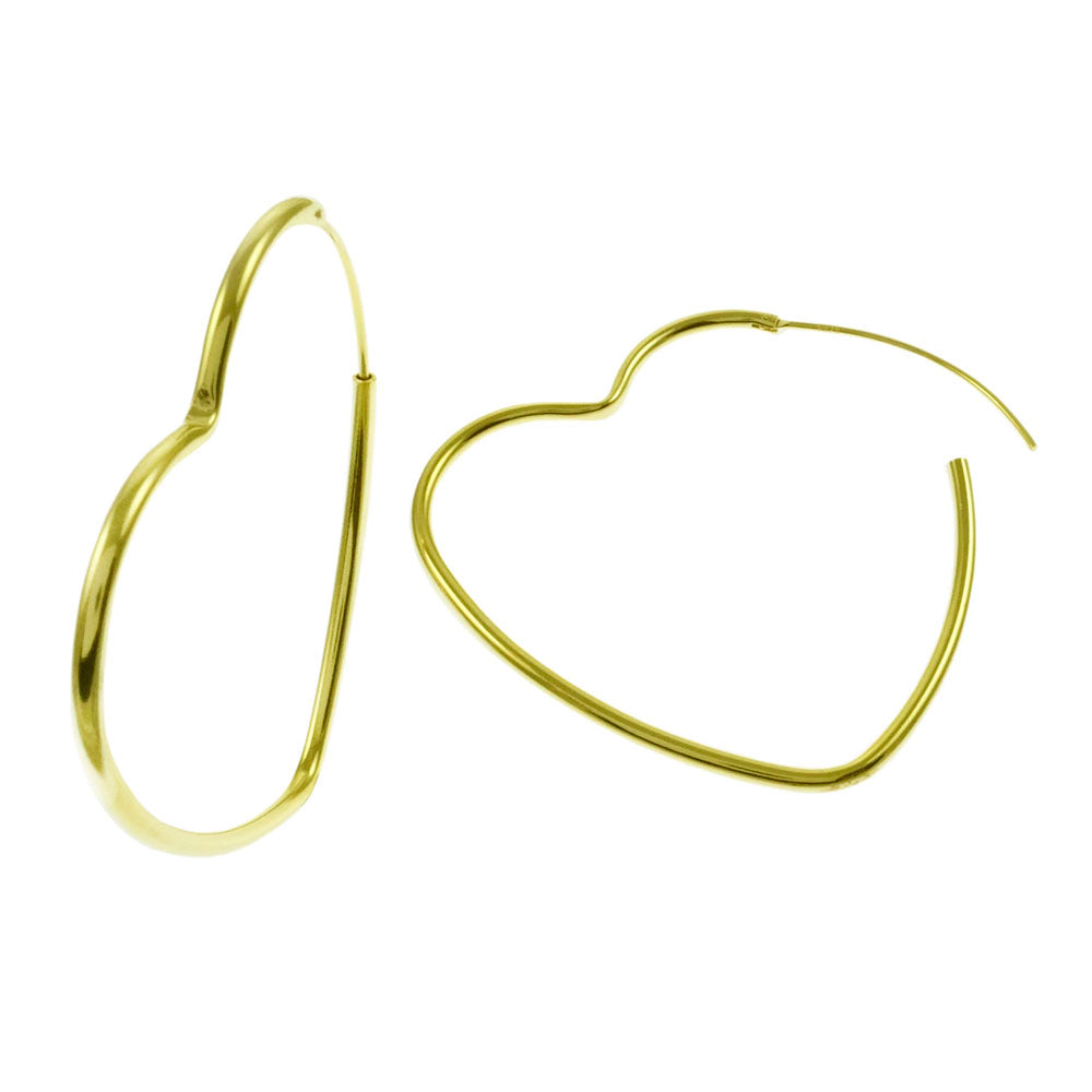 Heart Shape Sterling Silver Gold Plated Hoop Earrings