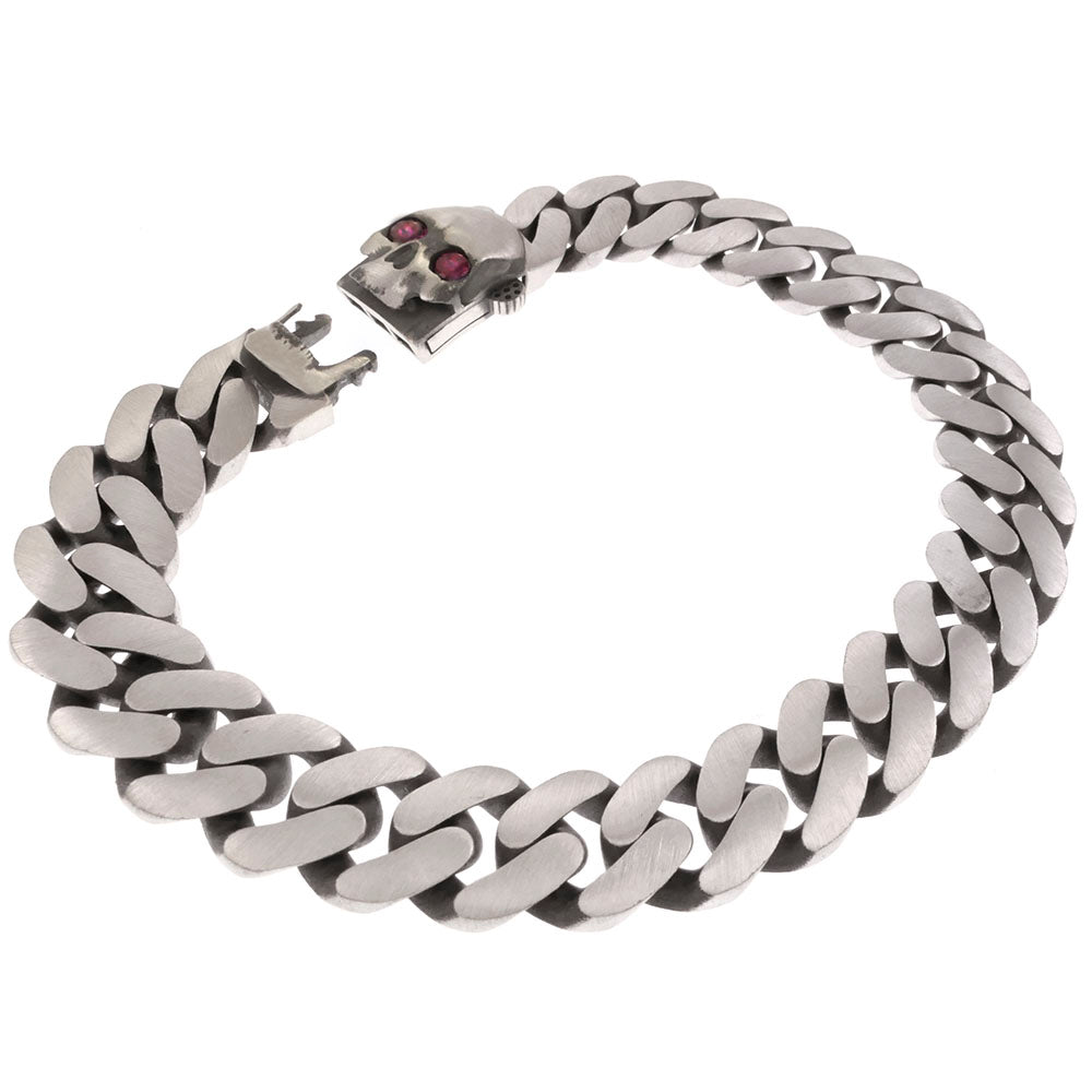 Skull Cuban Link Oxidized Matte Finished Men Bracelet