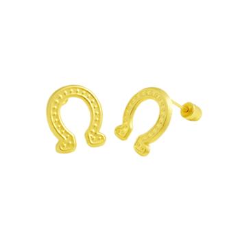 14K Gold Horseshoe Screw Back Stud Earrings