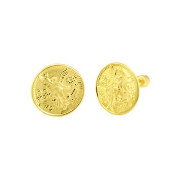 St Michael 14K Gold Screw Back Stud Earrings