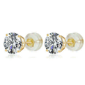 14K Gold Round CZ Stud Earrings