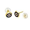 14K Gold Black Evil Eye Silicon Backing Stud Earrings
