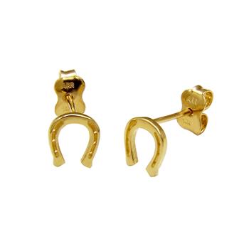 14K Gold Horseshoe Butterfly Backing Stud Earrings