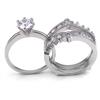 6mm Solitaire Sterling Silver Wedding Ring Set
