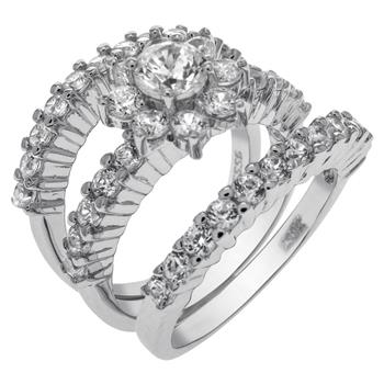 3 piece Stackable Bridal Silver Band Ring Set