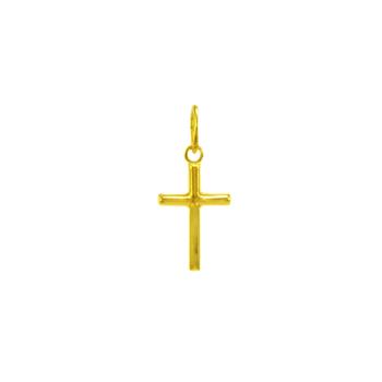 Italian Sterling Silver Gold Plated Tube Cross Pendant