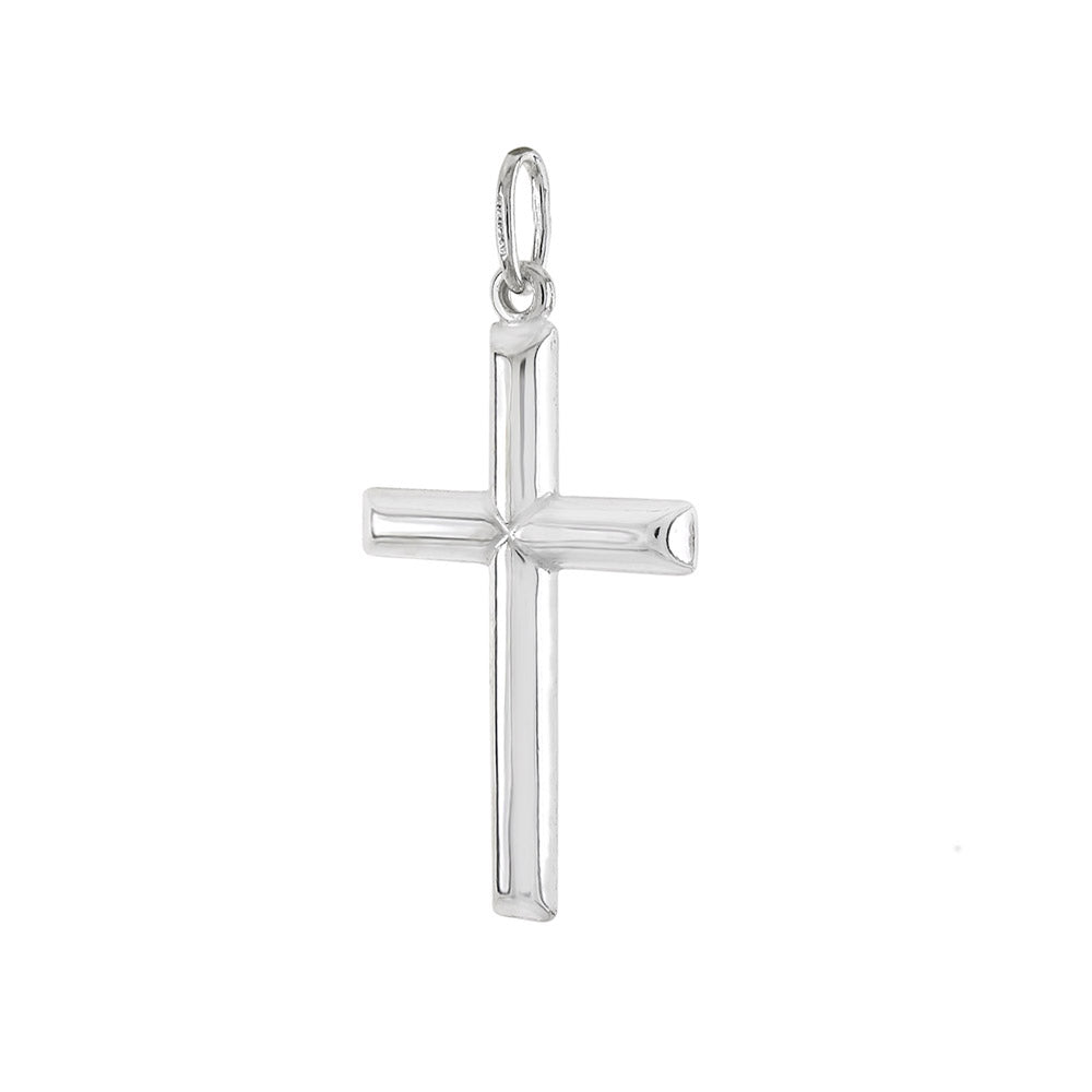 Italian Sterling Silver Round Tube Cross Pendant