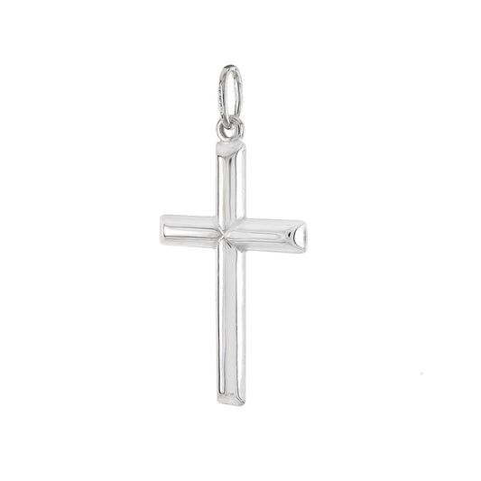 Italian Sterling Silver Round Tube Cross Pendant