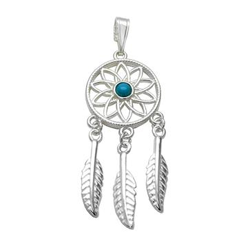 Dreamcatcher with Turquoise Sterling Silver Pendant