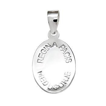 Virgin Mary Oval Medal Sterling Silver Pendant