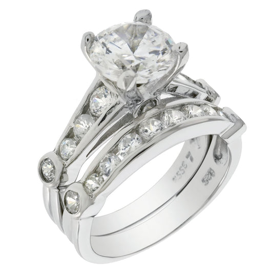 Sterling Silver Cubic Zirconia Wedding Ring Set