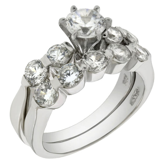 Sterling Silver Cubic Zirconia Wedding Ring Set