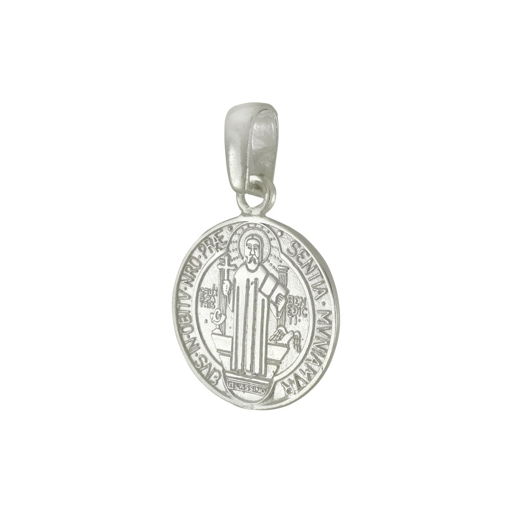 Double Side Saint Benedict Medal Sterling Silver Pendant