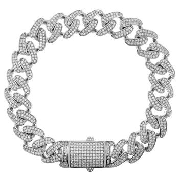 CZ Cuban Link Sterling Silver Rhodium Bracelet