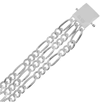 Sterling Silver Triple Strand Figaro ID Bracelet