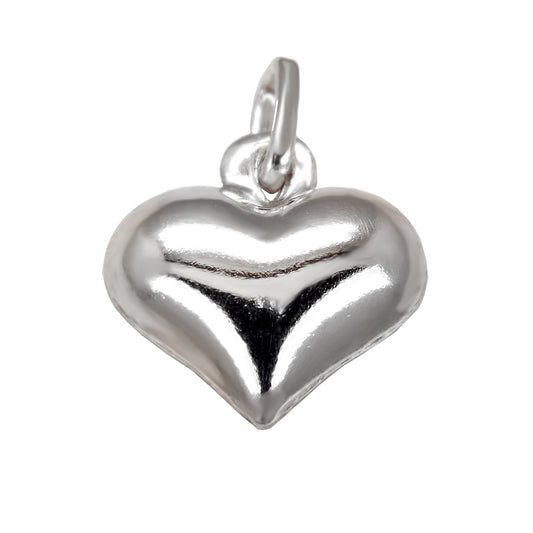 Italian Sterling Silver Puff Heart Charm Pendant