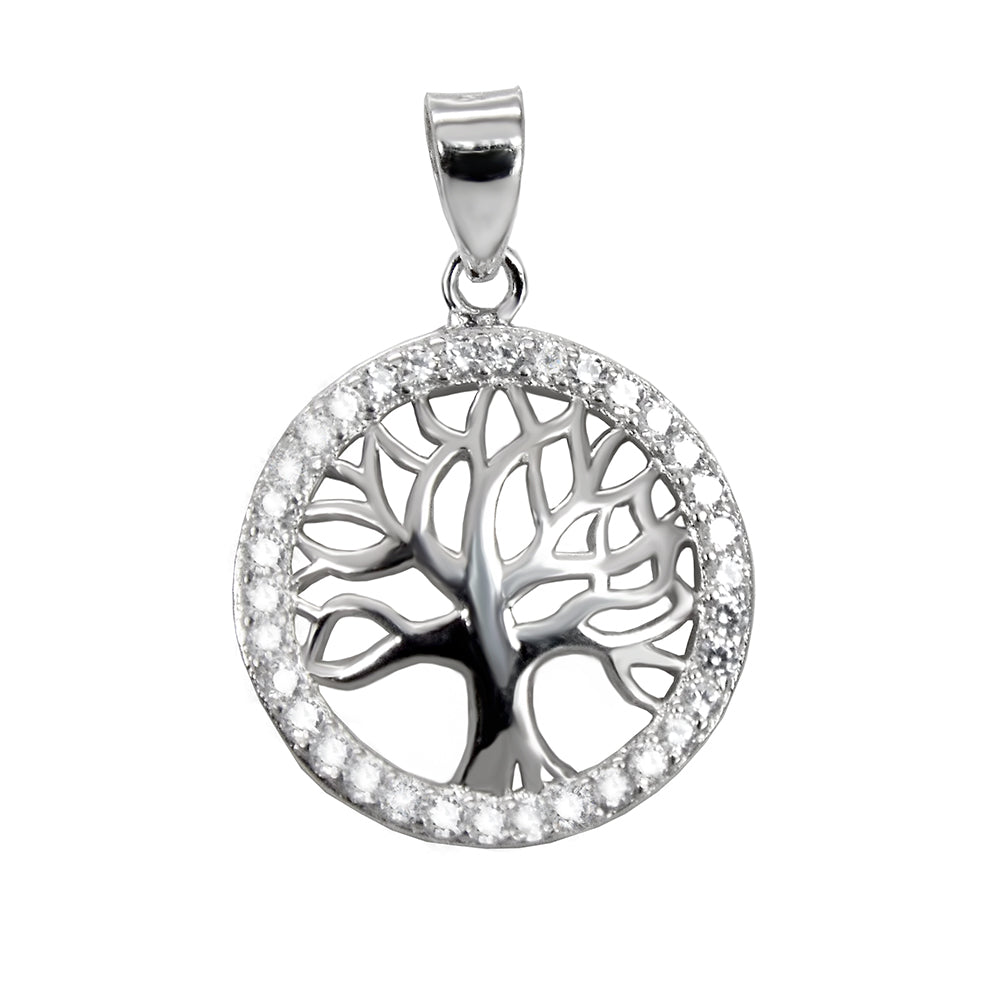 Sterling Silver Cubic Zirconia Tree Of Life Pendant