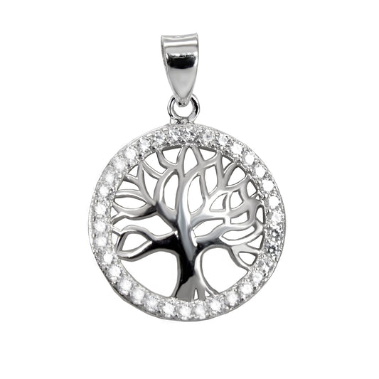 Sterling Silver Cubic Zirconia Tree Of Life Pendant