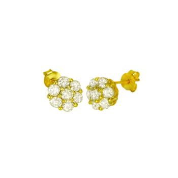 Sterling Silver Gold Plated CZ Stud Earrings