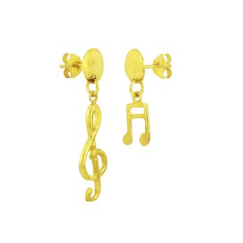Sterling Silver Gold Plated Music Note Dangle Earrings