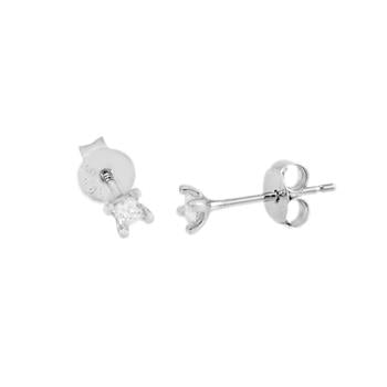2.5mm Square CZ Sterling Silver Stud Earrings