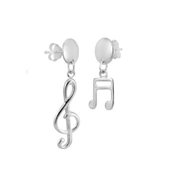 Sterling Silver Music Note Dangle Earrings