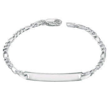 Sterling Silver Figaro Chain Baby ID Bracelet (6mm)