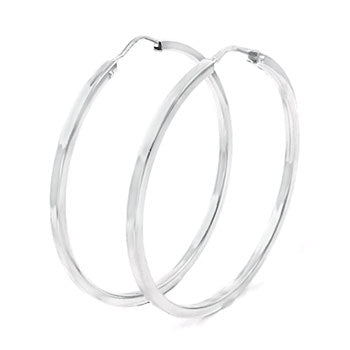 Italian Sterling Silver Square Tube Hoop Earrings