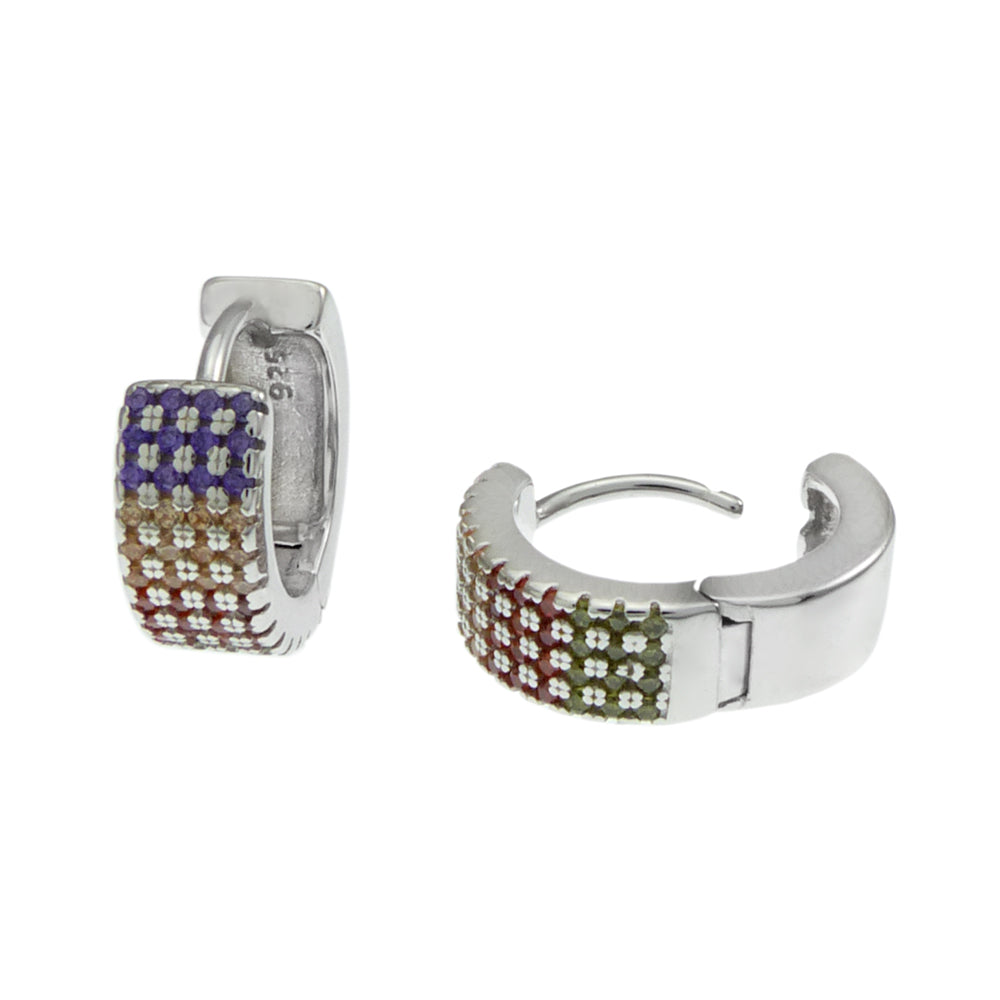 Multi Color CZ Huggie Hoop Earrings