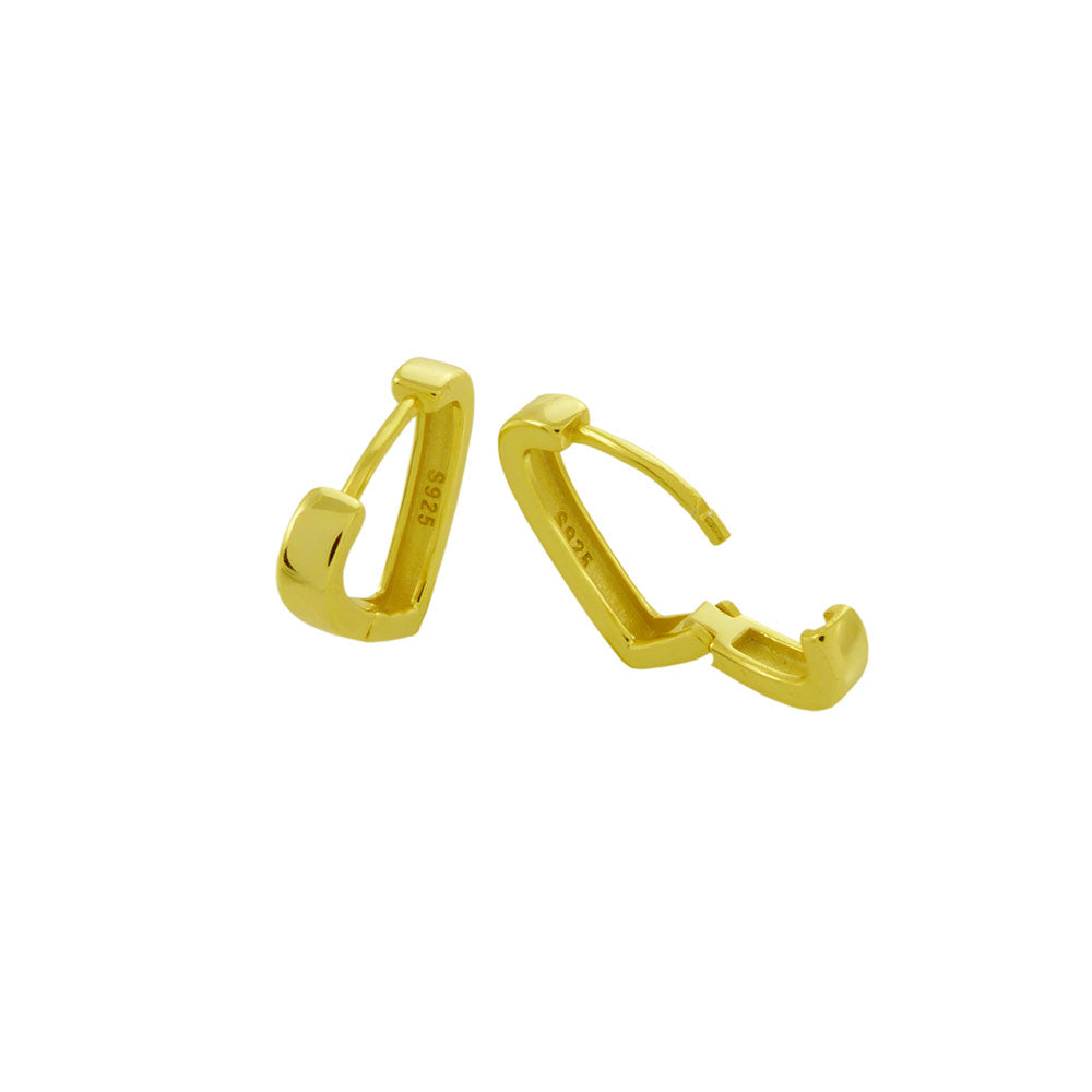 Gold Plated V Shape Huggie Hoop Earrings