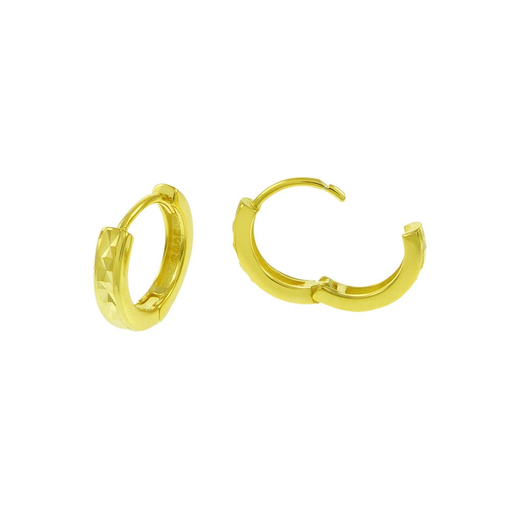 Diamond Cut Gold Plated Huggies Hoop Earrings