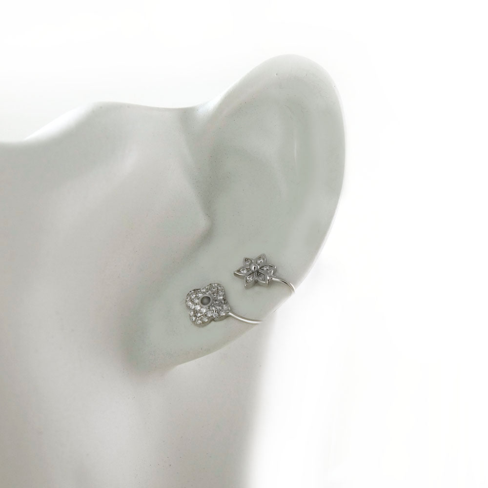 Sterling Silver CZ Ear Cuff W Earrings