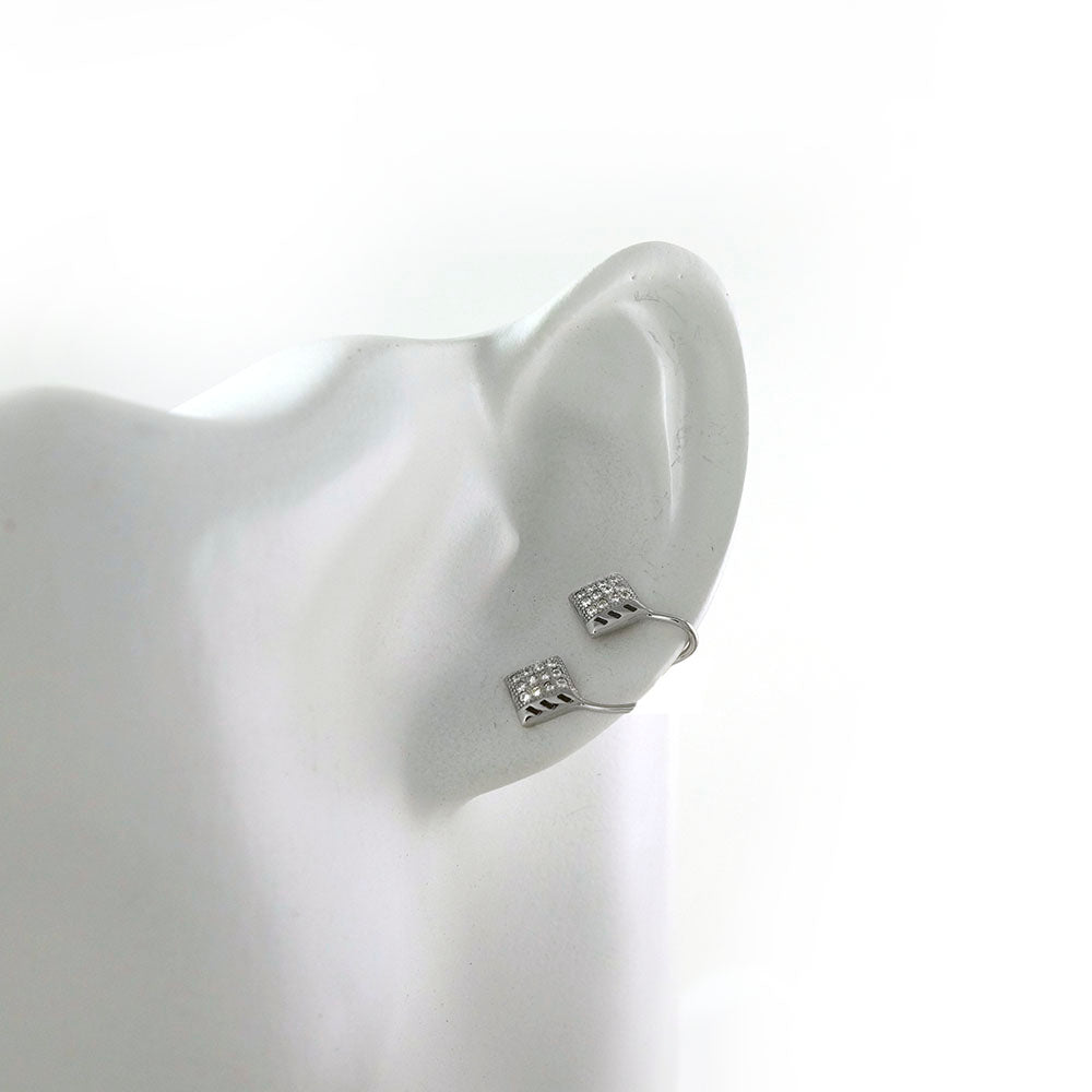 Sterling Silver Pave CZ Ear Cuff Earrings