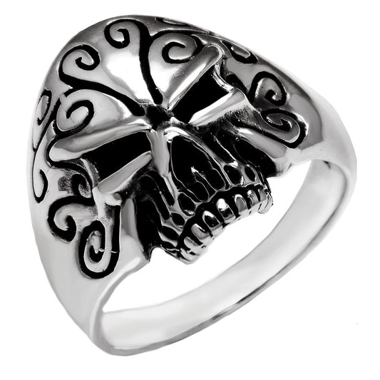 Sterling Silver Oxidized Skull Ring