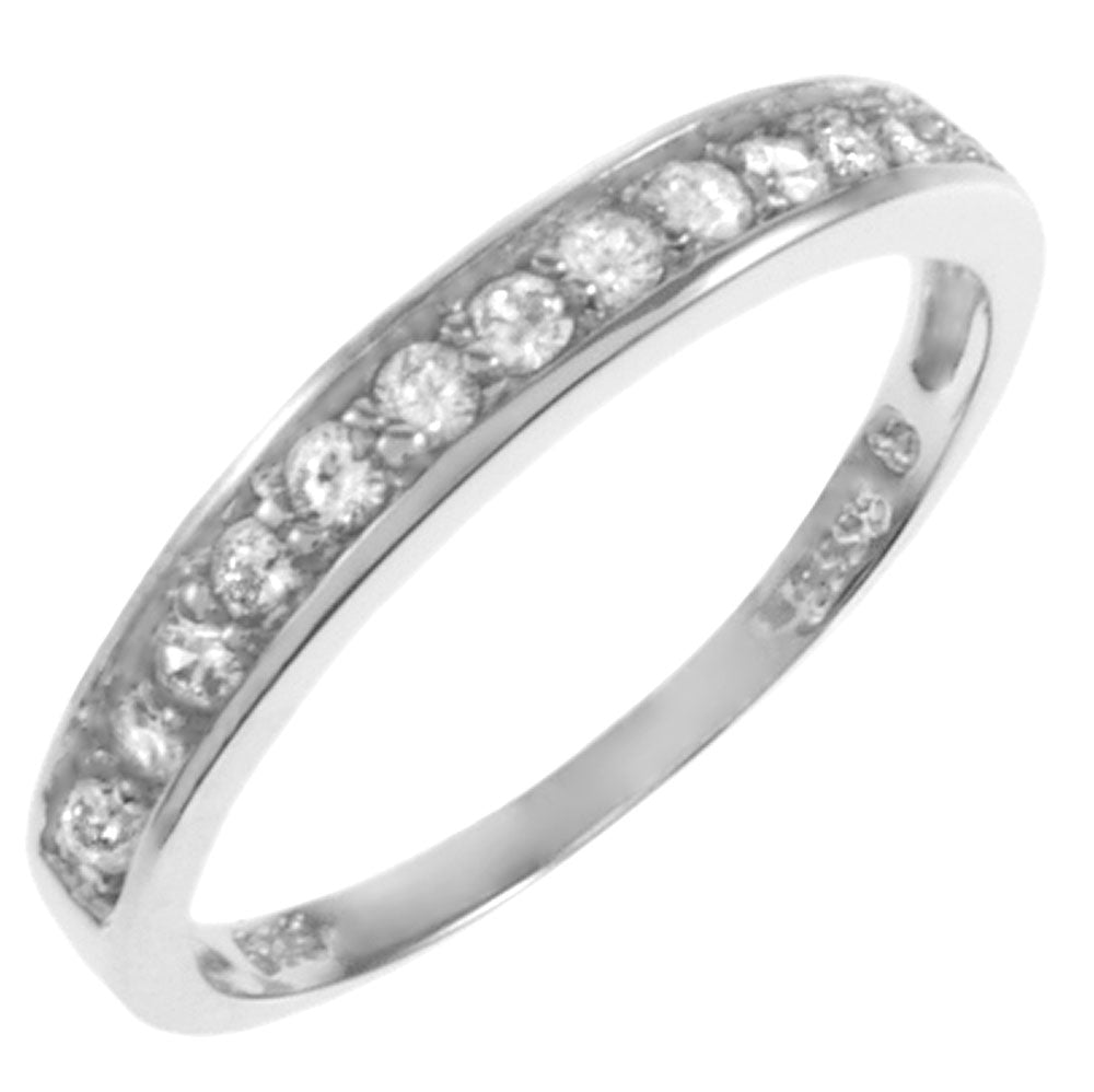 Sterling Silver CZ Rhodium Band Ring